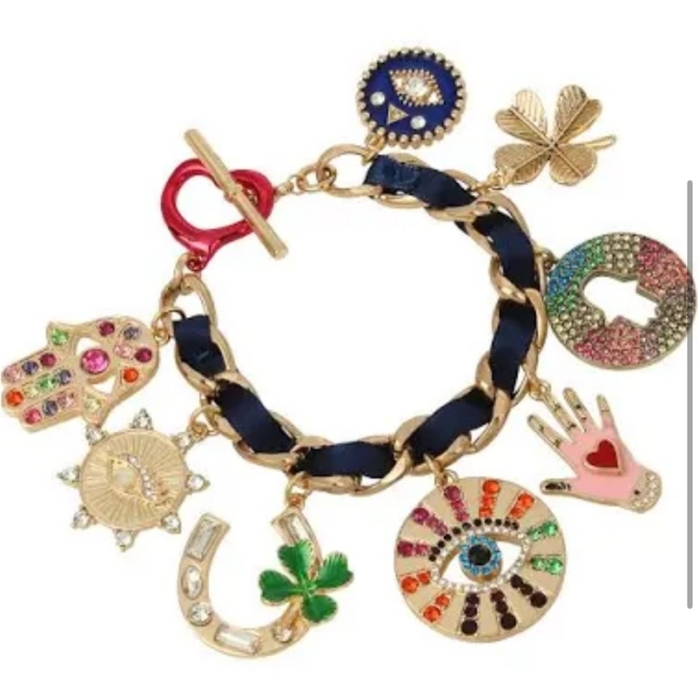 Betsey Johnson - PROTECT YA NECK STATEMENT NECKLACE MULTI and Charm BRACELET Set